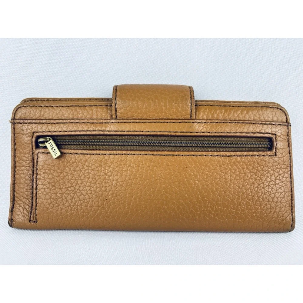 Fossil Logan Zip Around Women's‎ Leather Clutch - Brown Credit Card Holder